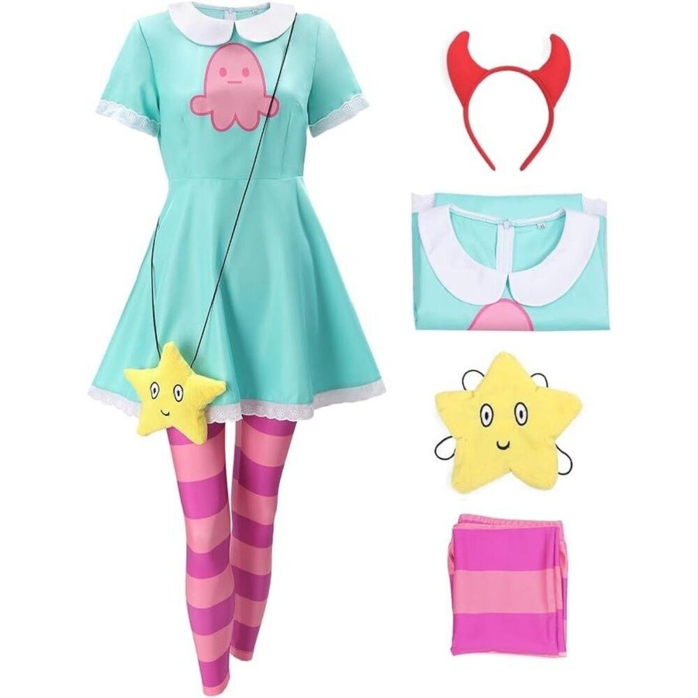 Cute Star Cosplay Costume Dress With Headwear and Bag / Women's Size: LARGE